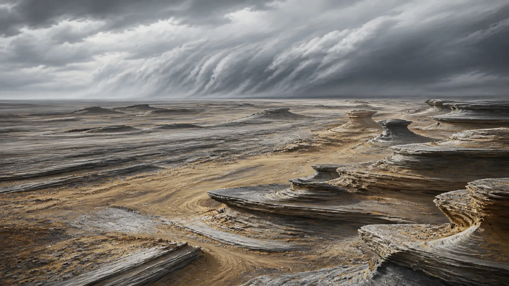 Rocky plains beneath Roshar's storms