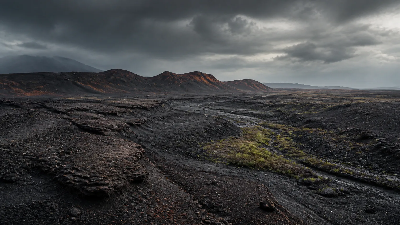 Ash-covered volcanic plain on Scadrial